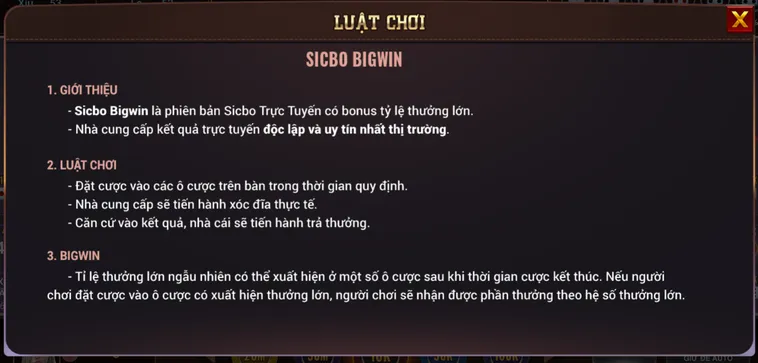 Sicbo BigWin Tại BomWin Sân Chơi Xúc Xắc Đổi Thưởng Đỉnh Cao Nhất
